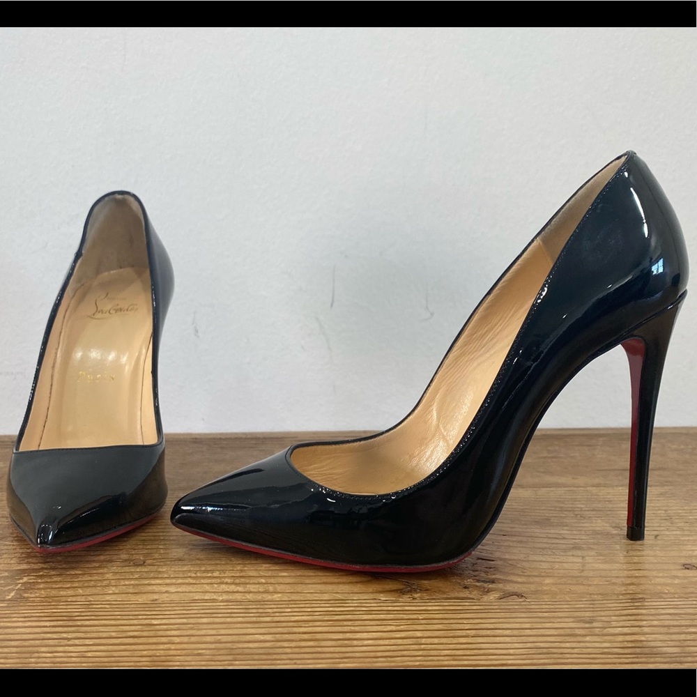 Christian Louboutin Pigalle Follies 100mm size 37.  Black patent leather..